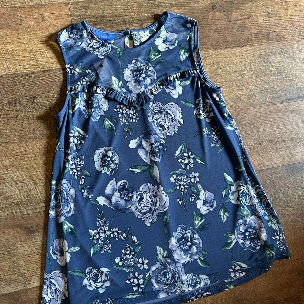 Women's APT. 9 Blue Floral Sleeveless Tank Top S